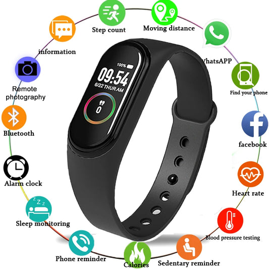 M4 Smart Digital Watch Bracelet for Men Women Smartwatch Heart Rate Monitor Pedometer Calorie Counter Health Sport Tracker Watch