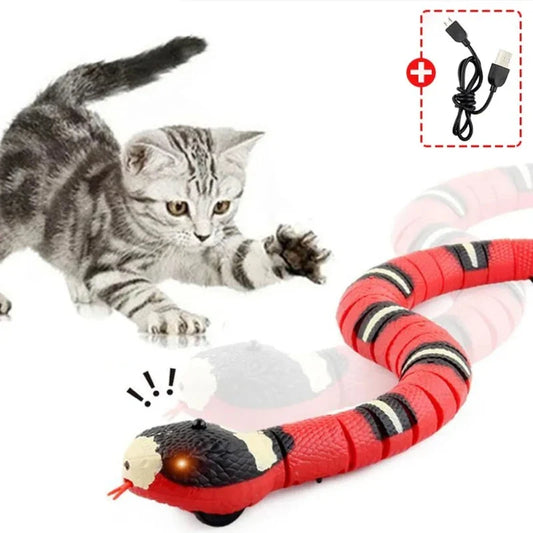 Engage Your Feline Friend: Smart Sensing Interactive Electronic Snake Cat Teaser - USB Rechargeable Indoor Play Kitten Toy for Cats & Kittens