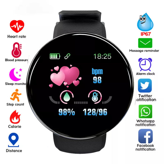 New Smart Watch Men Women Smart Bracelet LED D18 Smartwatch Waterproof Smart Touch Screen Bracelet reloj Inteligente 2022 hombre